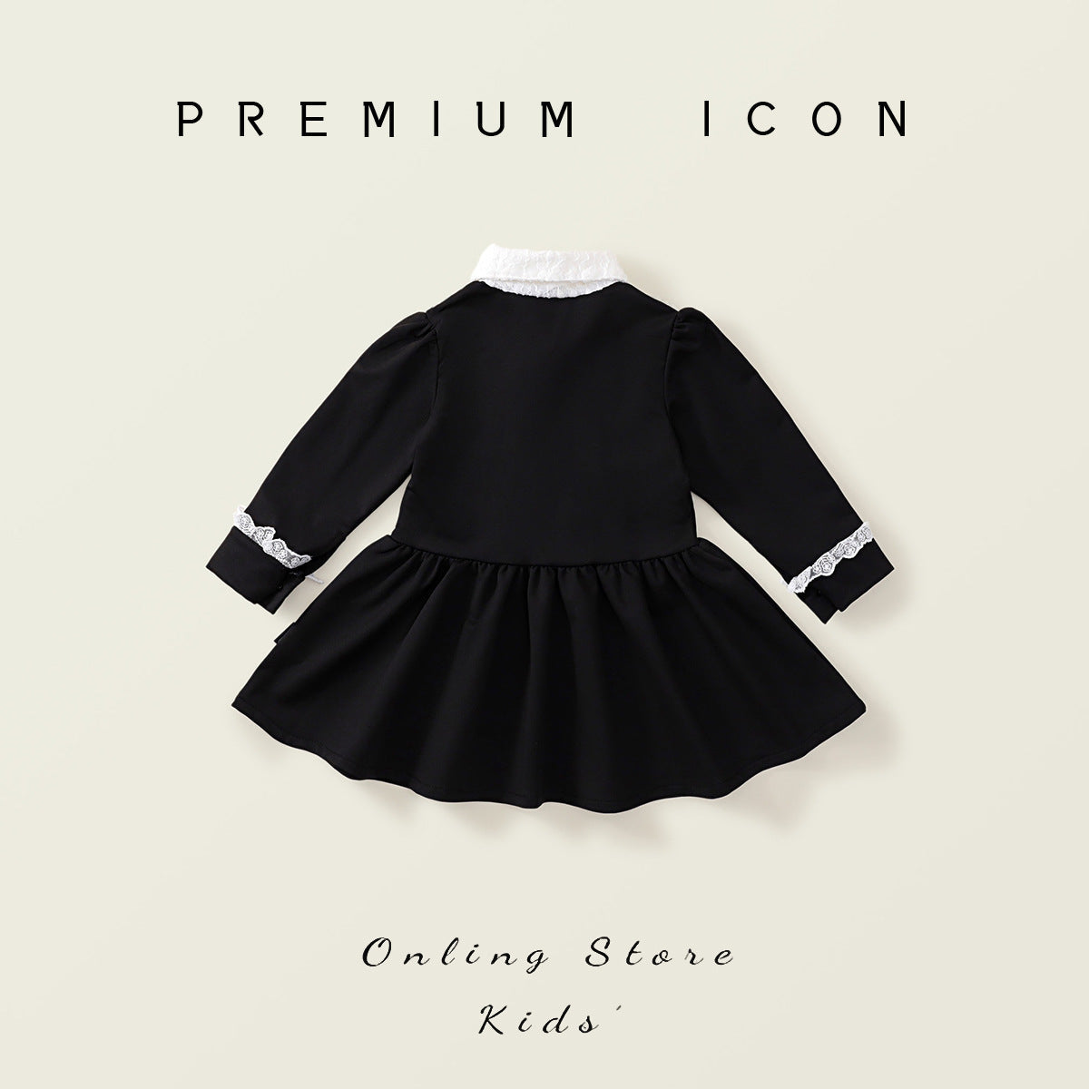 Girls Black Retro Lace Bow Princess Dress Autumn – Spring Autumn Kids Fashion Nepal | Tudoholic