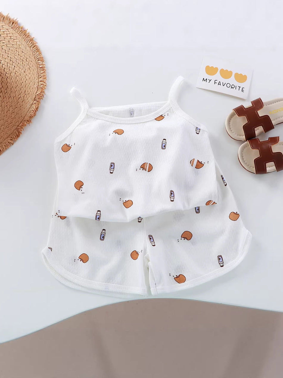 Girls Cotton Vest Shorts Set Summer Home Outfit – Summer Kids Fashion Nepal | Tudoholic