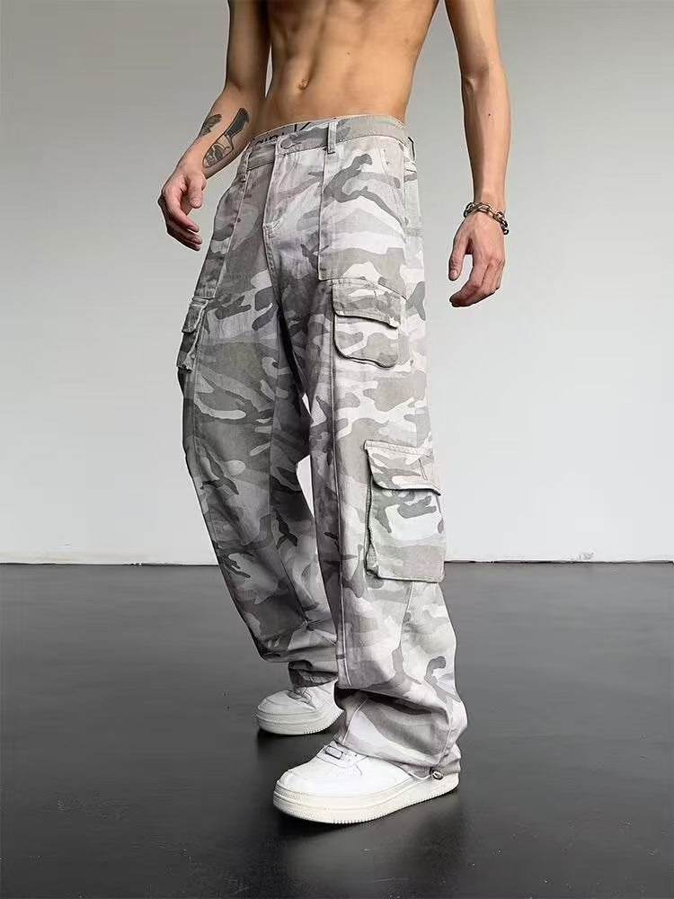 Unisex Camouflage Multi-Pocket Cargo Jeans