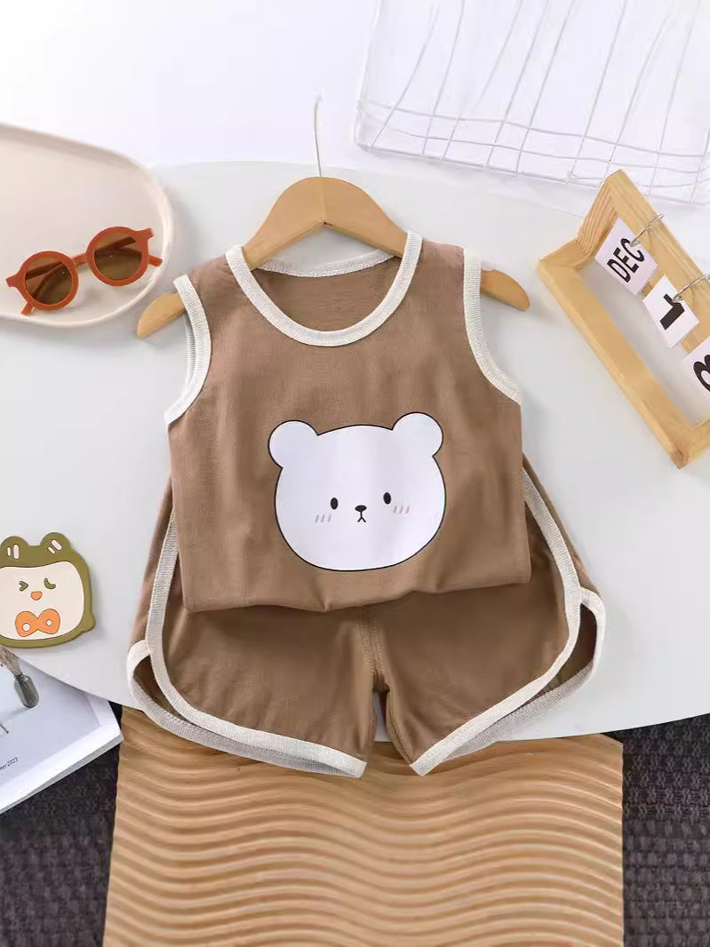 Kids Cotton Vest Set Sleeveless Summer Outfit – Summer Kids Fashion Nepal | Tudoholic