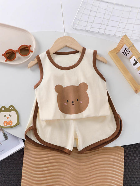 Kids Cotton Vest Set Sleeveless Summer Outfit – Summer Kids Fashion Nepal | Tudoholic