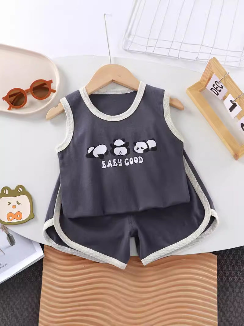 Kids Cotton Vest Set Sleeveless Summer Outfit – Summer Kids Fashion Nepal | Tudoholic