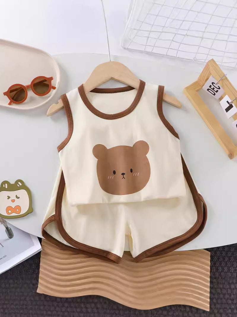 Kids Cotton Vest Set Sleeveless Summer Outfit – Summer Kids Fashion Nepal | Tudoholic