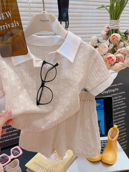 Girls Polo Collar Knitted Jacquard Summer Set – Summer Kids Fashion Nepal | Tudoholic