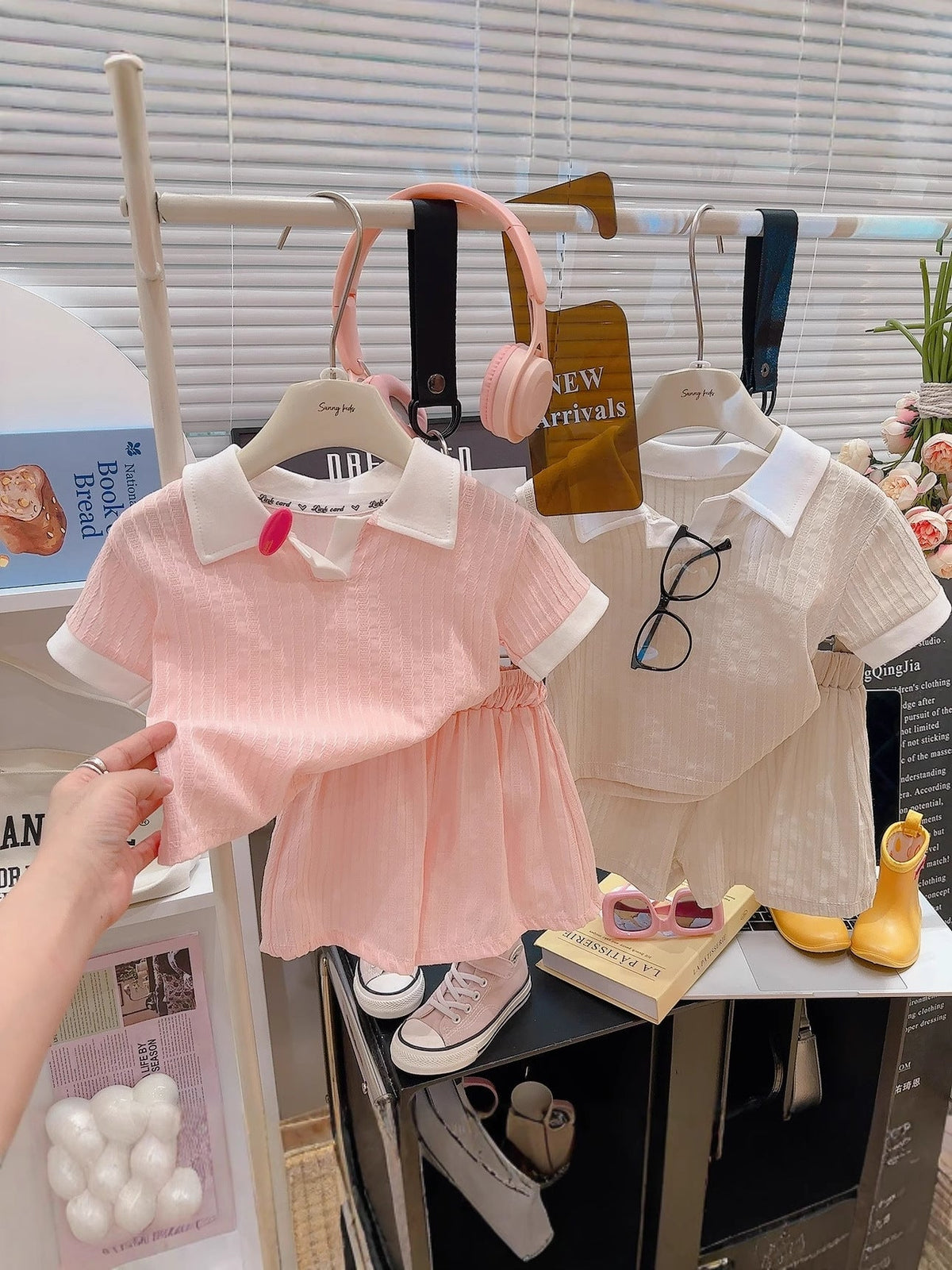 Girls Polo Collar Knitted Jacquard Summer Set – Summer Kids Fashion Nepal | Tudoholic
