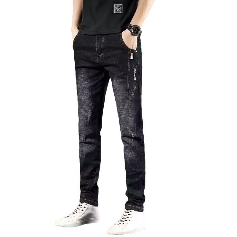 Men’s Loose Straight Elastic Casual Jeans