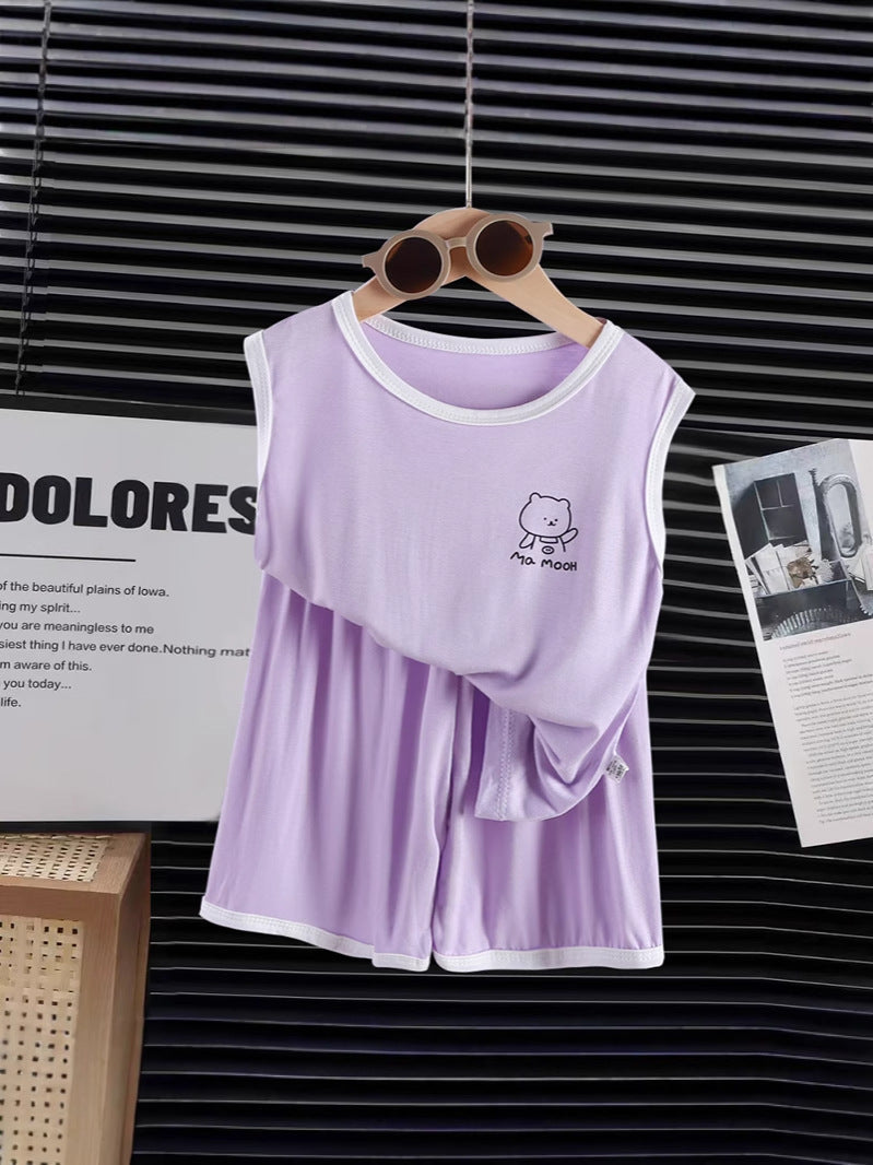 Kids Modal Vest Shorts Set Summer Fresh Outfit – Summer Kids Fashion Nepal | Tudoholic