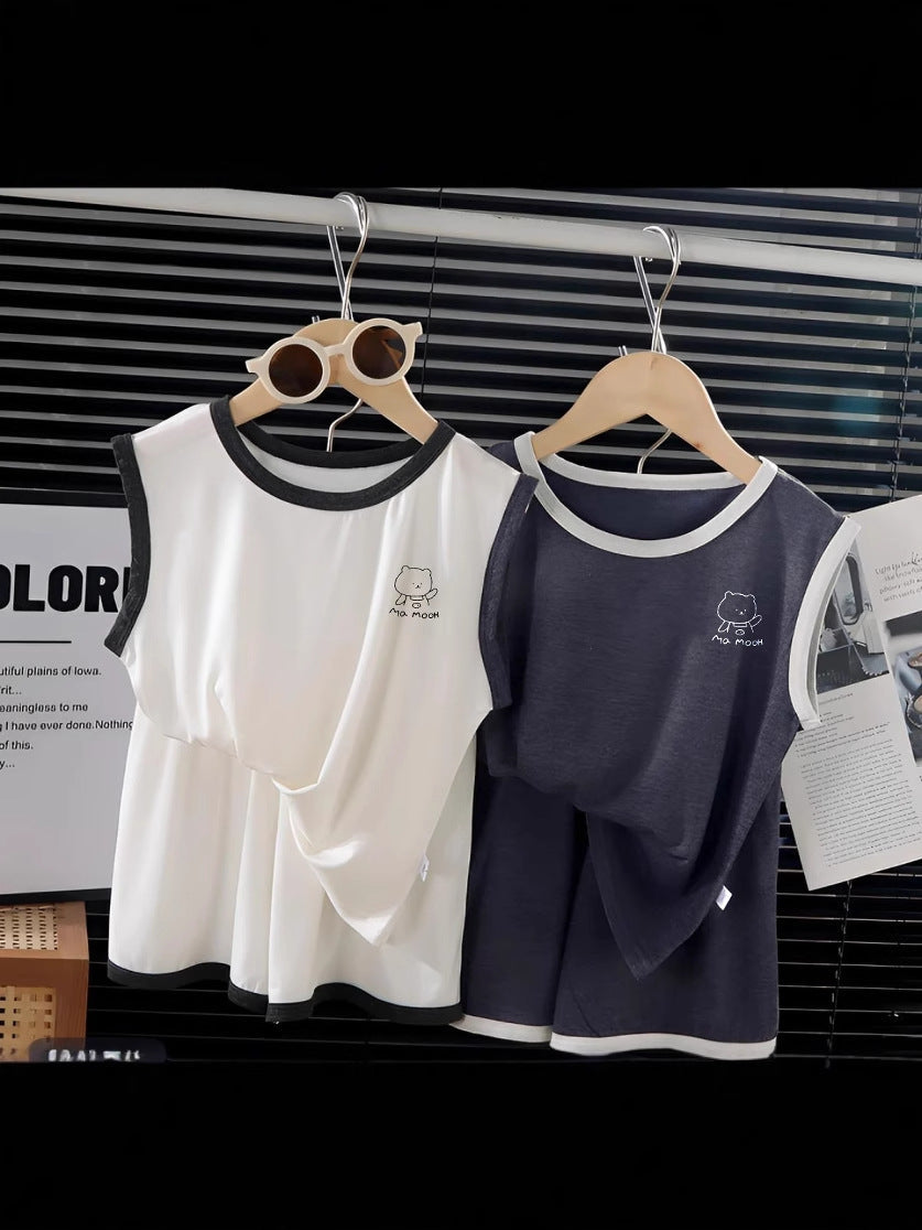 Kids Modal Vest Shorts Set Summer Fresh Outfit – Summer Kids Fashion Nepal | Tudoholic