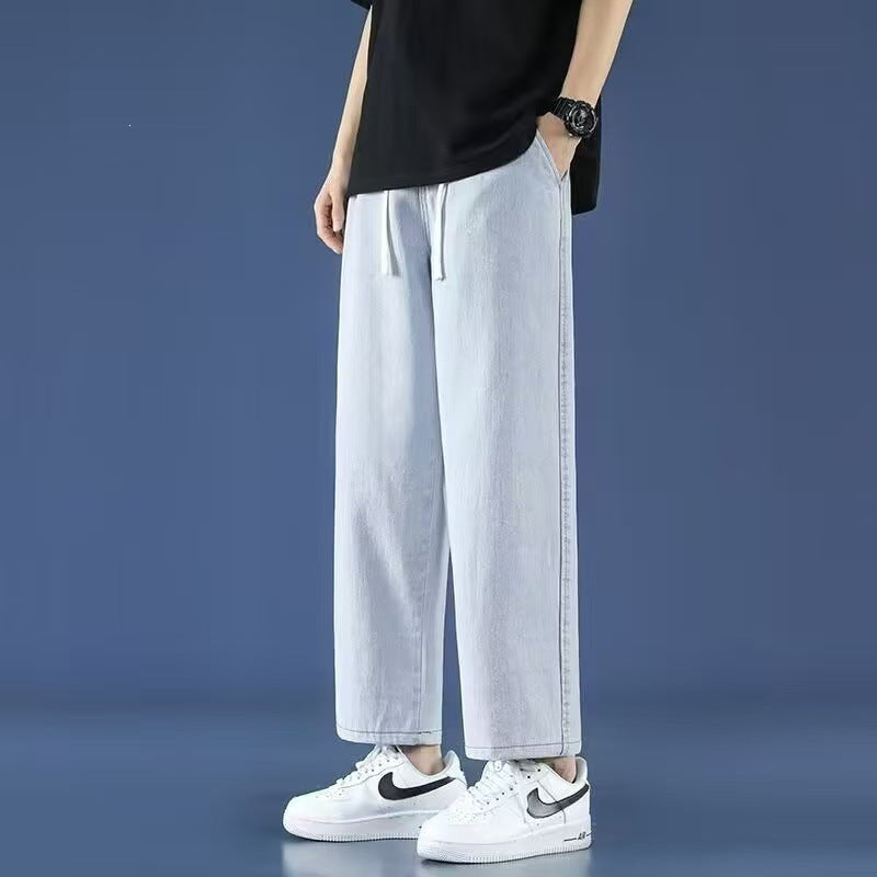 Men’s Summer Thin Drawstring Wide-Leg Jeans
