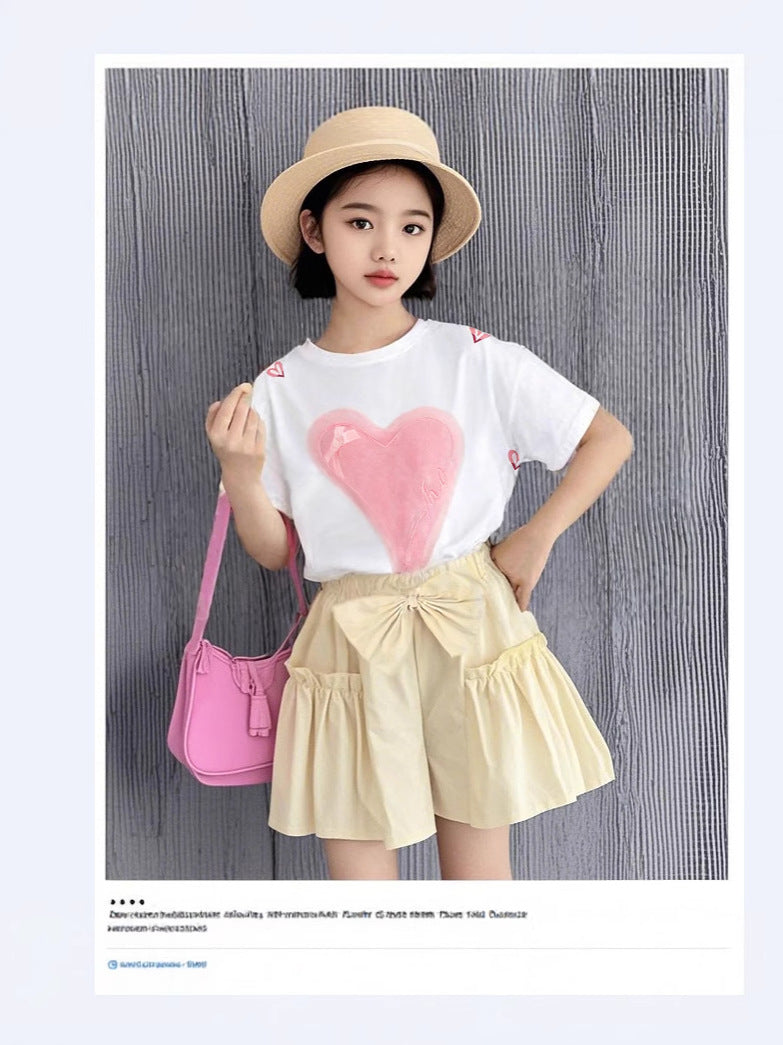 Baby Girl Heart Cotton Shorts Set Summer Outfit – Summer Toddler Fashion Nepal | Tudoholic