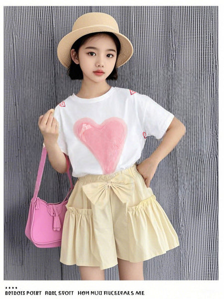 Baby Girl Heart Cotton Shorts Set Summer Outfit – Summer Toddler Fashion Nepal | Tudoholic