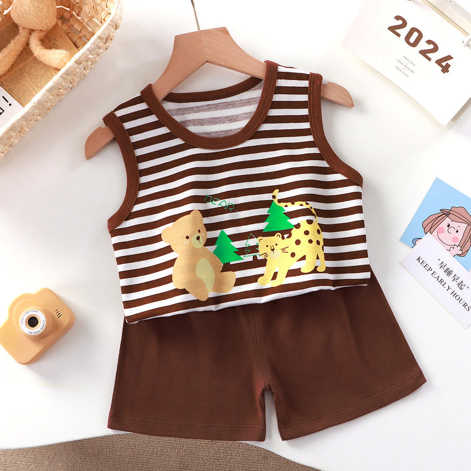 Kids Cotton Vest Set Boys Summer Korean Outfit – Summer Kids Fashion Nepal | Tudoholic
