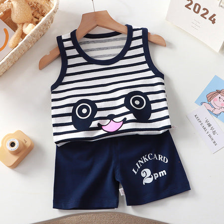 Kids Cotton Vest Set Boys Summer Korean Outfit – Summer Kids Fashion Nepal | Tudoholic