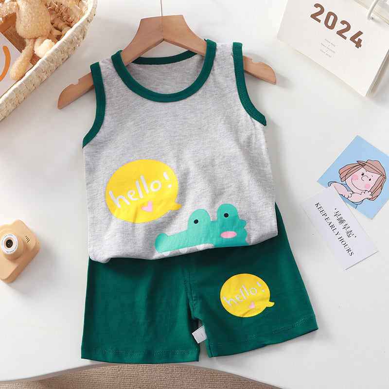 Kids Cotton Vest Set Boys Summer Korean Outfit – Summer Kids Fashion Nepal | Tudoholic