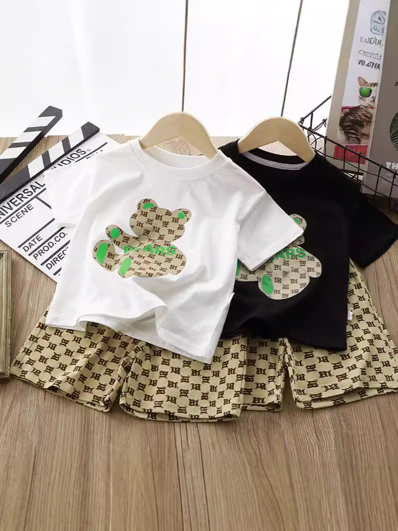 Kids Cotton Bear Set Summer Cartoon Shorts Outfit – Summer Kids Fashion Nepal | Tudoholic