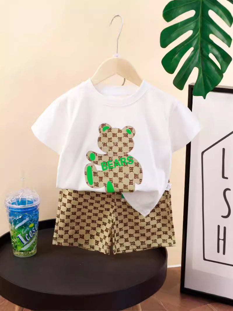 Kids Cotton Bear Set Summer Cartoon Shorts Outfit – Summer Kids Fashion Nepal | Tudoholic