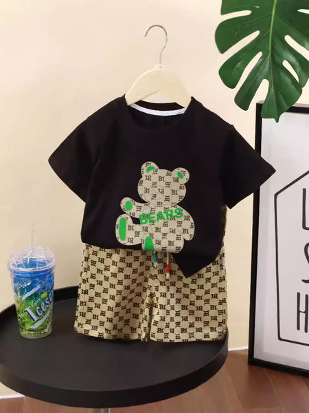 Kids Cotton Bear Set Summer Cartoon Shorts Outfit – Summer Kids Fashion Nepal | Tudoholic