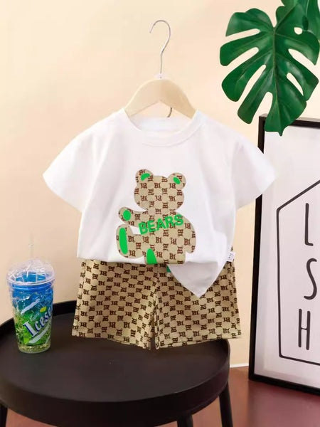 Kids Cotton Bear Set Summer Cartoon Shorts Outfit – Summer Kids Fashion Nepal | Tudoholic