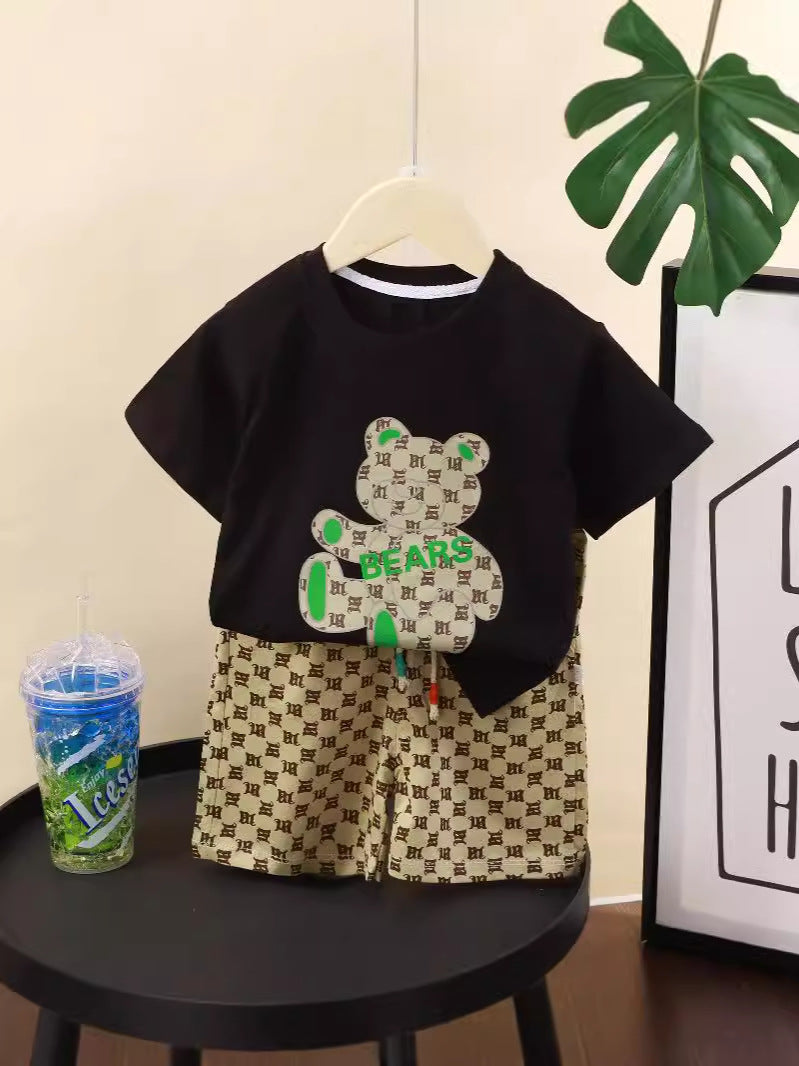 Kids Cotton Bear Set Summer Cartoon Shorts Outfit – Summer Kids Fashion Nepal | Tudoholic