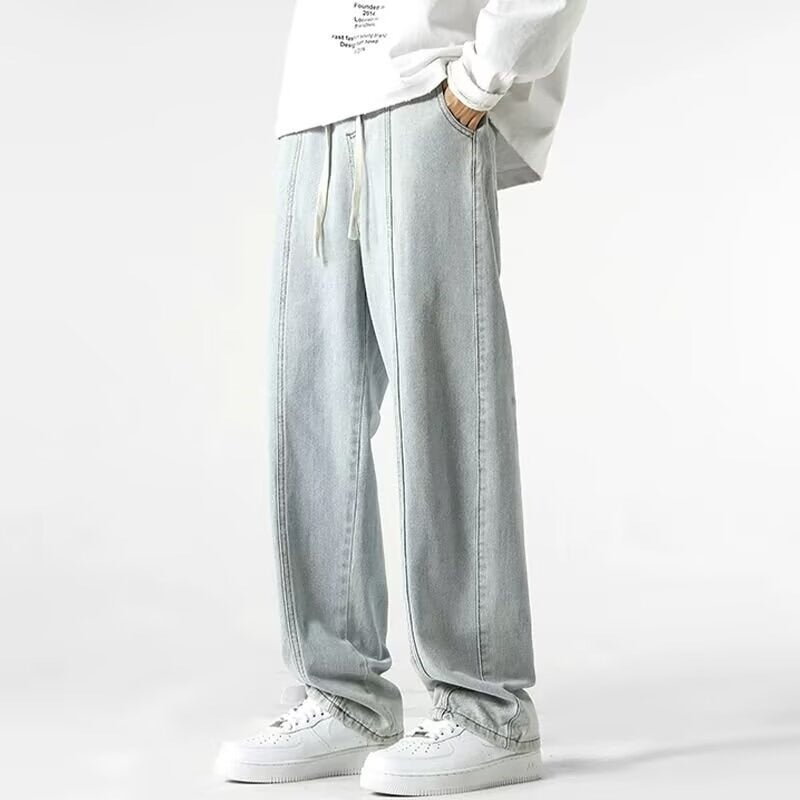 Men’s Smoky Gray Wide-Leg Loose Jeans