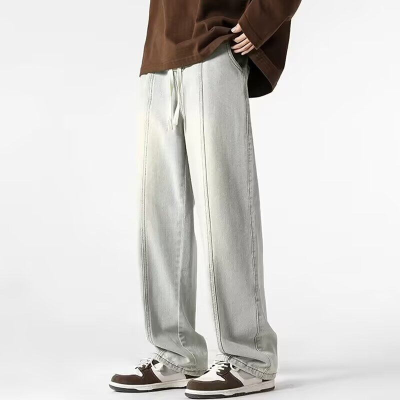 Men’s Smoky Gray Wide-Leg Loose Jeans