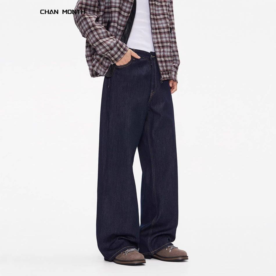 Men’s Primary Color Loose Straight Cotton Jeans