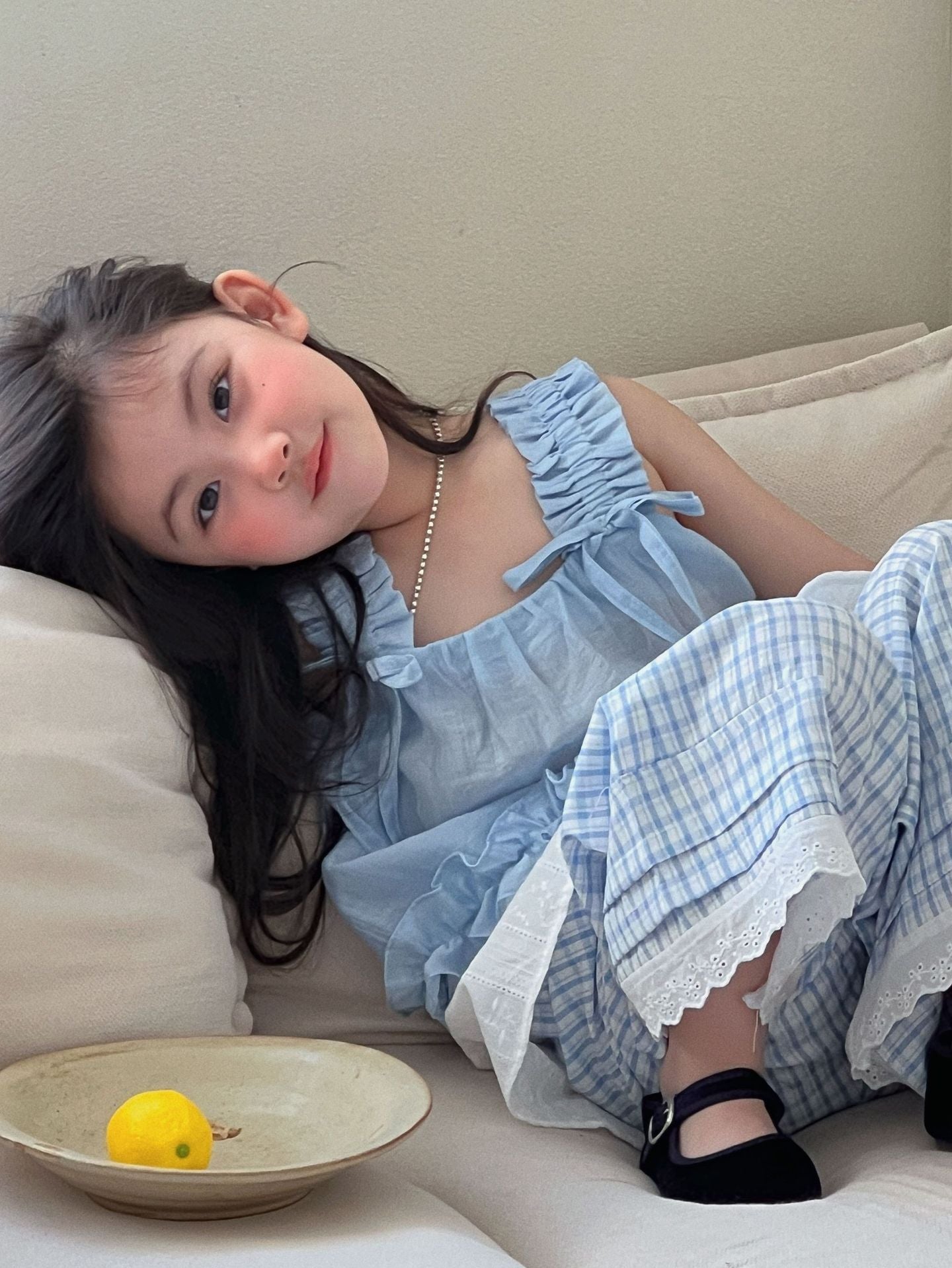 Girls Blue Bow Vest Skirt Set Spring Summer Outfit – Summer Kids Fashion Nepal | Tudoholic