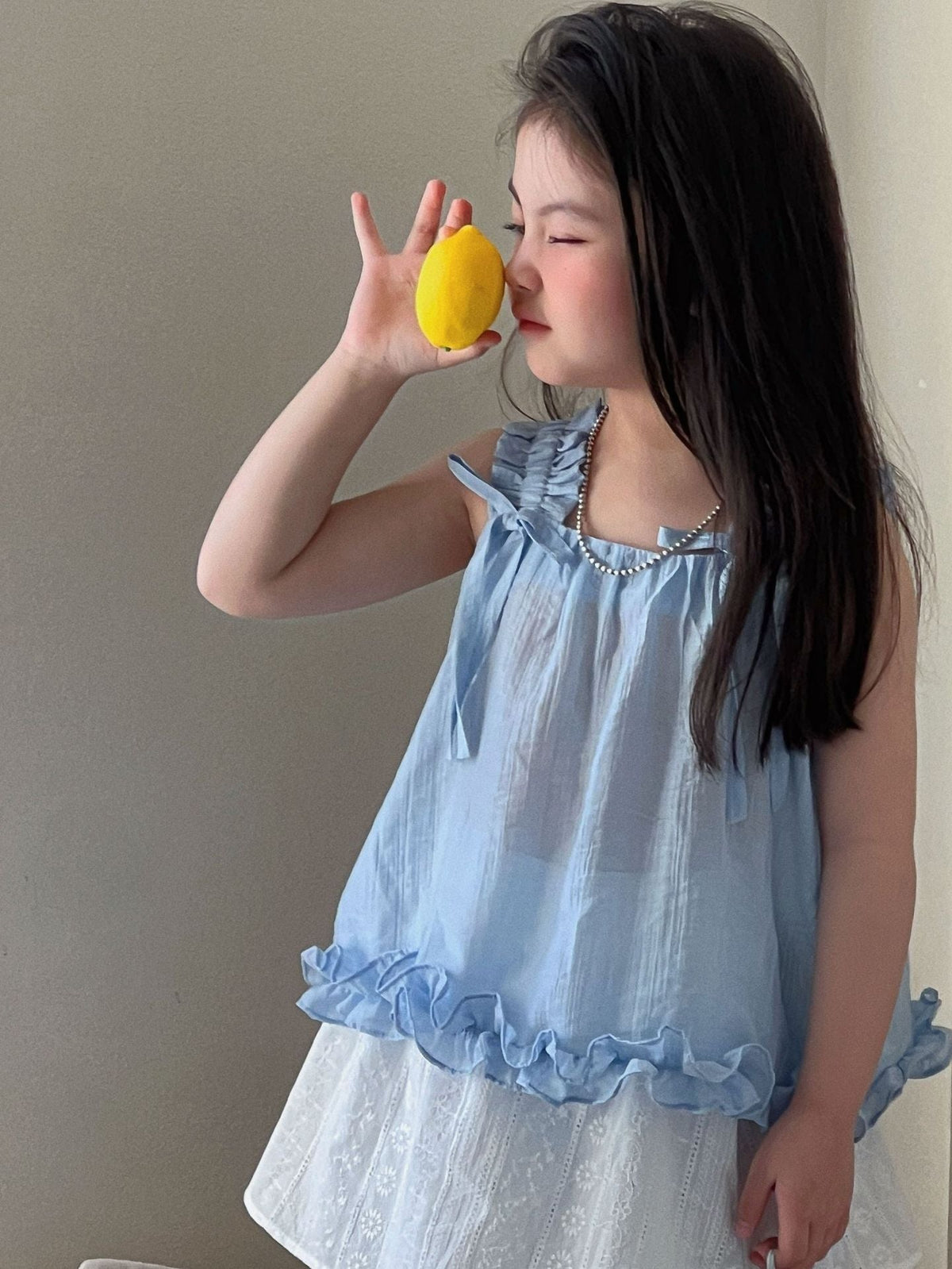 Girls Blue Bow Vest Skirt Set Spring Summer Outfit – Summer Kids Fashion Nepal | Tudoholic