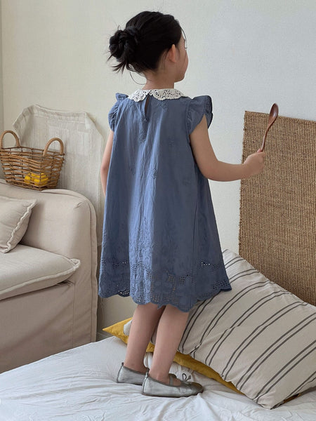 Girls French Lace Butterfly Sleeve Princess Dress – Kids Fashion Nepal | Tudoholic