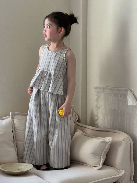 Girls Cotton Linen Camisole Set Wide Leg Pants 2026 – Kids Fashion Nepal | Tudoholic