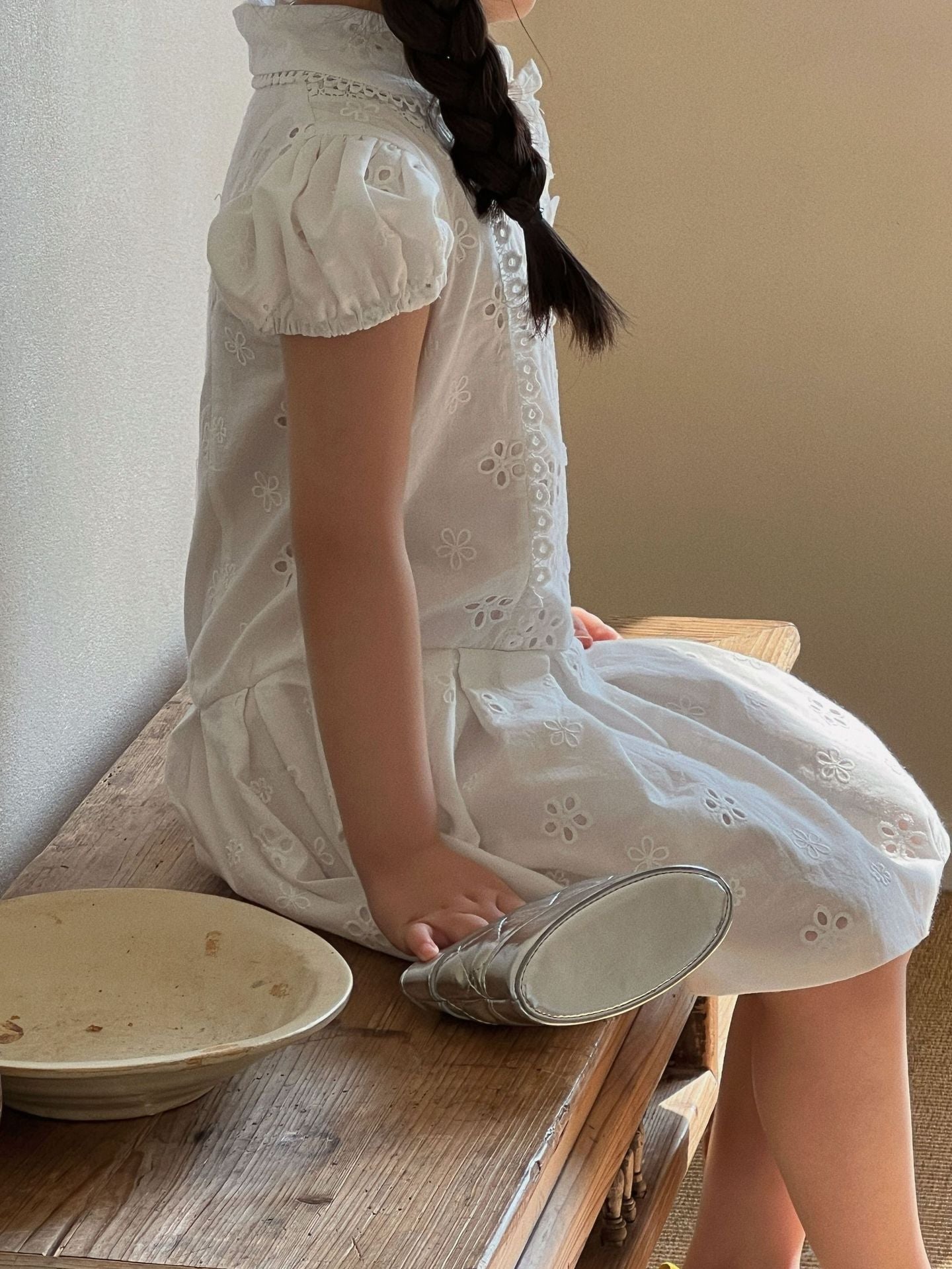 Girls White Puff Sleeve Shirt Dress Summer 2026 – Summer Kids Fashion Nepal | Tudoholic