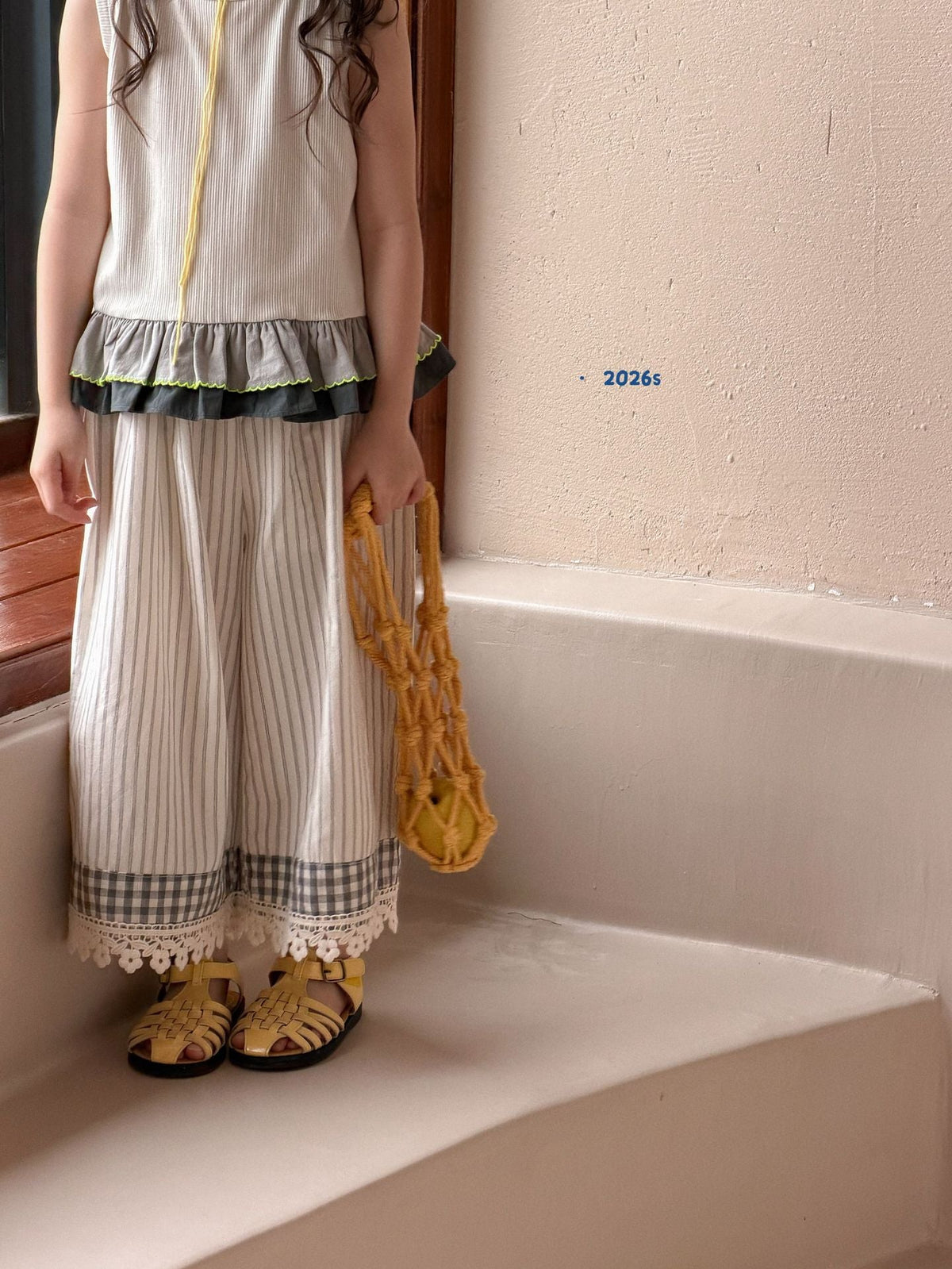 2026 Summer New Girls' Korean Style Loose Thin Sleeveless Clothes Sling Wide Leg Pants Suit Two-Piece Suit – Summer Kids F...