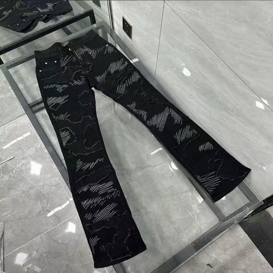 Men’s Paint Ripped Maple Leaf Street Jeans