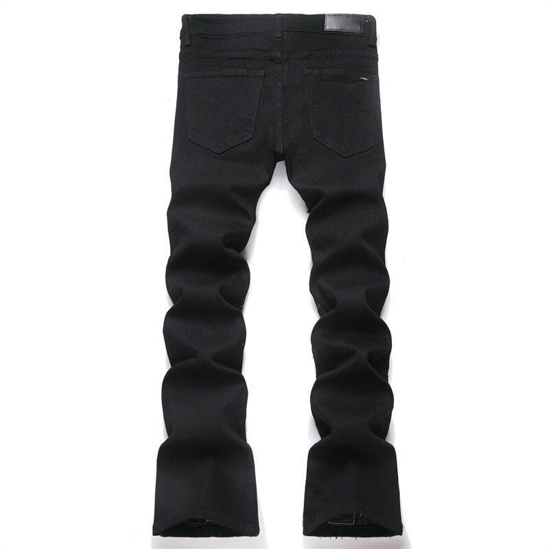 Men’s Ripped Patch Embroidered Skinny Jeans