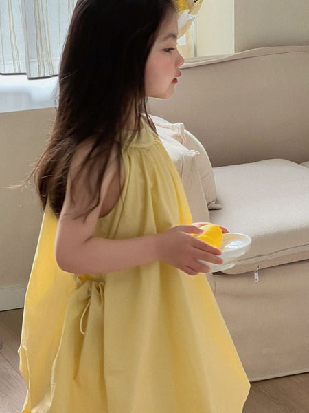 Girls Yellow Halter Vest Dress Flower Bud Skirt – Kids Fashion Nepal | Tudoholic