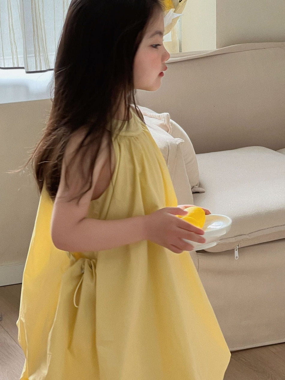 Girls Yellow Halter Vest Dress Flower Bud Skirt – Kids Fashion Nepal | Tudoholic