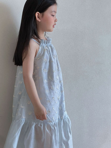 Girls White Jacquard Suspender Dress Summer 2026 – Summer Kids Fashion Nepal | Tudoholic