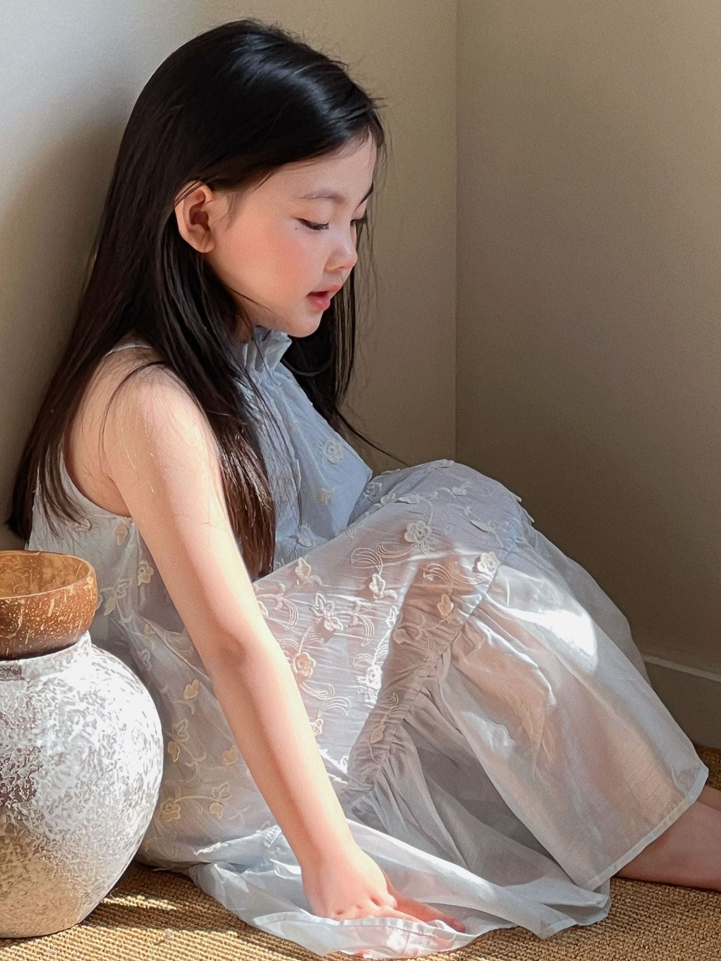 Girls White Jacquard Suspender Dress Summer 2026 – Summer Kids Fashion Nepal | Tudoholic