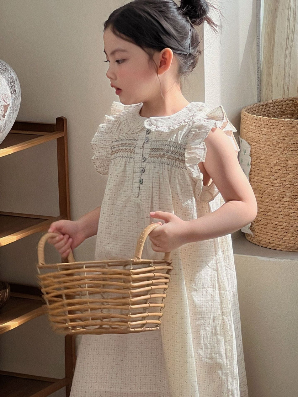 Girls Floral Flying Sleeve Cotton Dress Summer 2026 – Summer Kids Fashion Nepal | Tudoholic