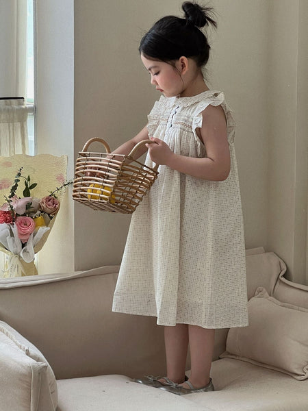 Girls Floral Flying Sleeve Cotton Dress Summer 2026 – Summer Kids Fashion Nepal | Tudoholic