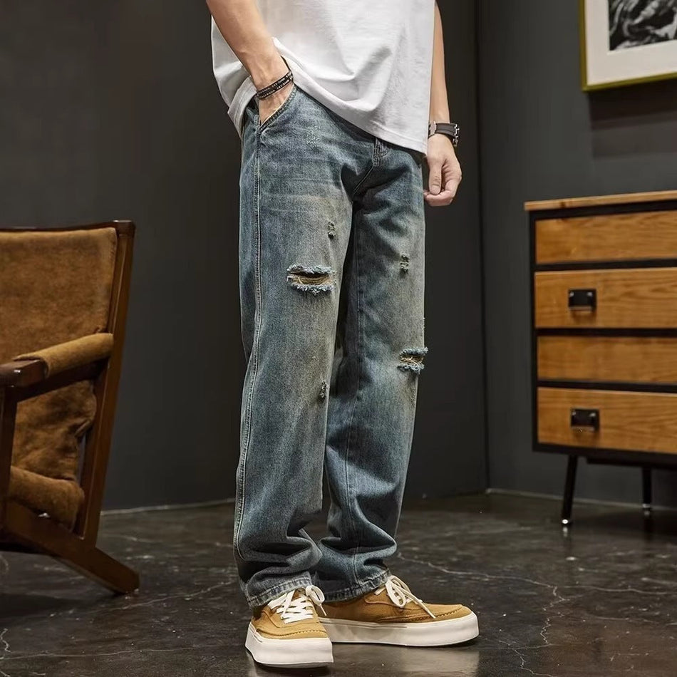 Men’s Vintage Washed Wide-Leg Daddy Jeans