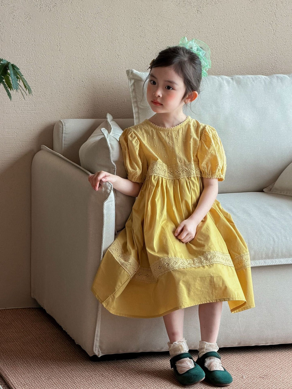 Girls Korean Lace Bubble Sleeve Princess Dress 2026 – Kids Fashion Nepal | Tudoholic