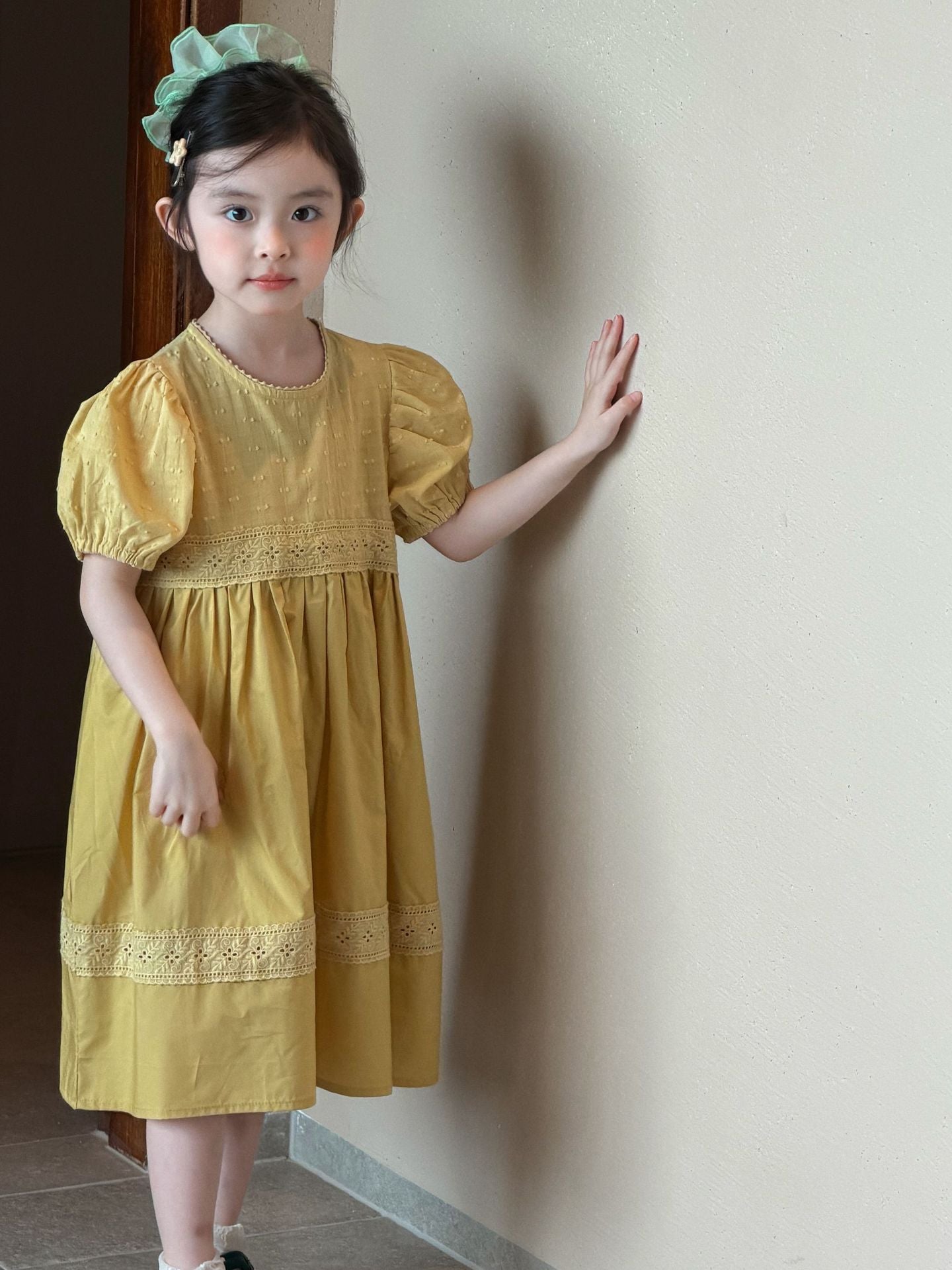 Girls Korean Lace Bubble Sleeve Princess Dress 2026 – Kids Fashion Nepal | Tudoholic