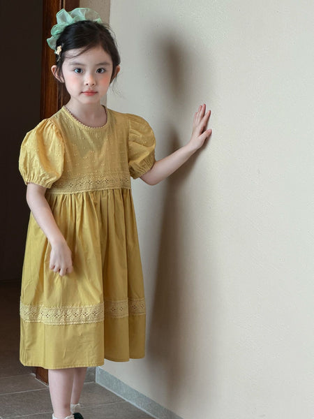 Girls Korean Lace Bubble Sleeve Princess Dress 2026 – Kids Fashion Nepal | Tudoholic