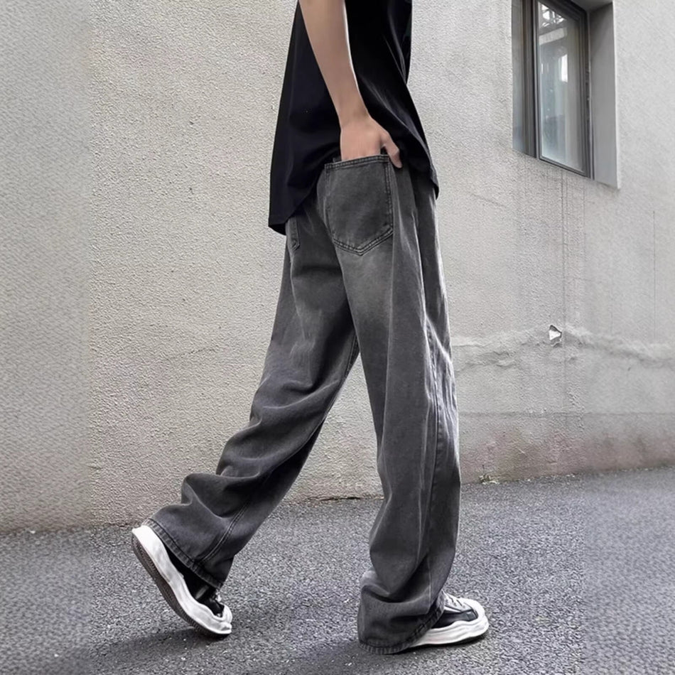 Unisex Drawstring Elastic Waist Distressed Jeans