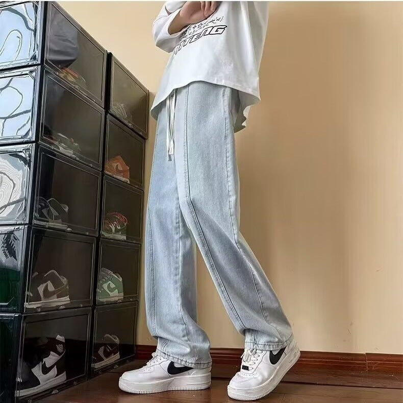 Men’s American High Street Wide-Leg Casual Jeans