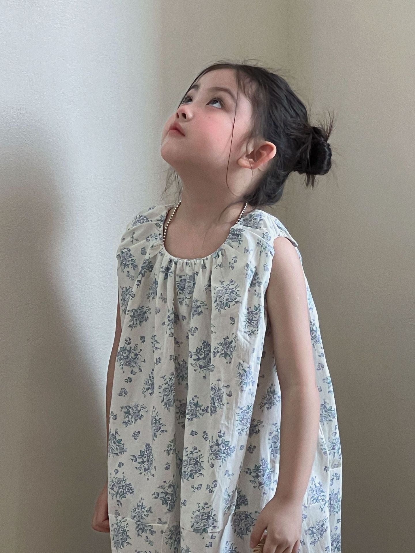 Girls Blue Floral Sleeveless Midi Dress Summer 2026 – Summer Kids Fashion Nepal | Tudoholic