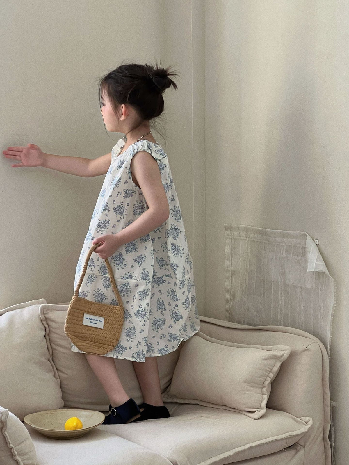 Girls Blue Floral Sleeveless Midi Dress Summer 2026 – Summer Kids Fashion Nepal | Tudoholic