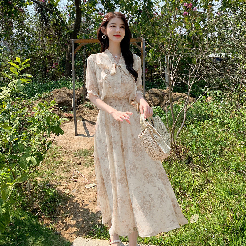 Floral Chiffon Ruffle Summer Dress for Women