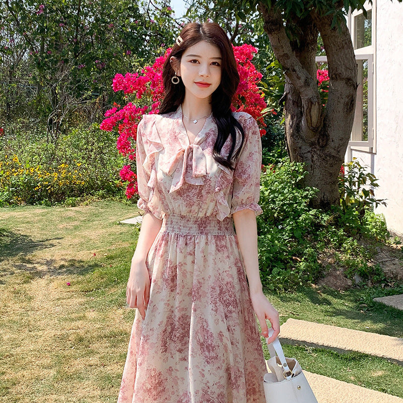 Floral Chiffon Ruffle Summer Dress for Women